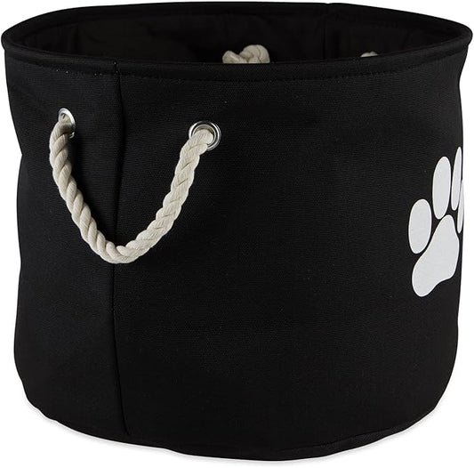 Bone Dry Pet Storage Collection Collapsible Bin, Black, Small Round