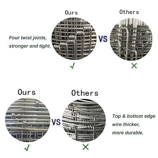 Farm Fence 6ft x 100ft Heavy Zinc Coating Field Wire Fencing, Deer Fence, Galvanized Livestock Fence,Goat Fence,Hog Wire Fencing, Garden Fencing Used to Yard and Garden