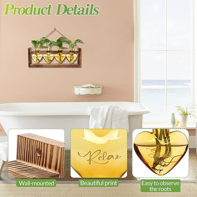 Plants Propagation Stations Plant Terrarium Kit for Bathroom Glass Planters for Indoor Plants Bathroom Decor Accessories - Relax Soak Unwind Breathe