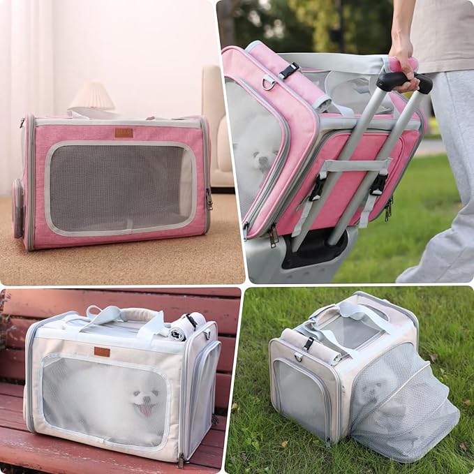 Soft Cat Carriers Pink Small Dog Carrier Airline Approved,Expandable Pet Carrier,Strudy,Ventilated,Soft Sided Pets Carriers Cage,Durable Small Animals Travel Bag Outdoor Carry Kennel