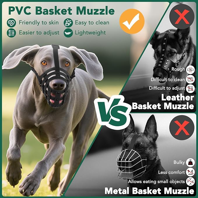 Mayerzon Dog Muzzle for Medium Large Dogs, Humane Basket Muzzle, Soft & Lightweight & Adjustable | Anti Biting Chewing Eating, Suits Training Walks Grooming Vet Visits, Drink & Pant Easily (Black, M)
