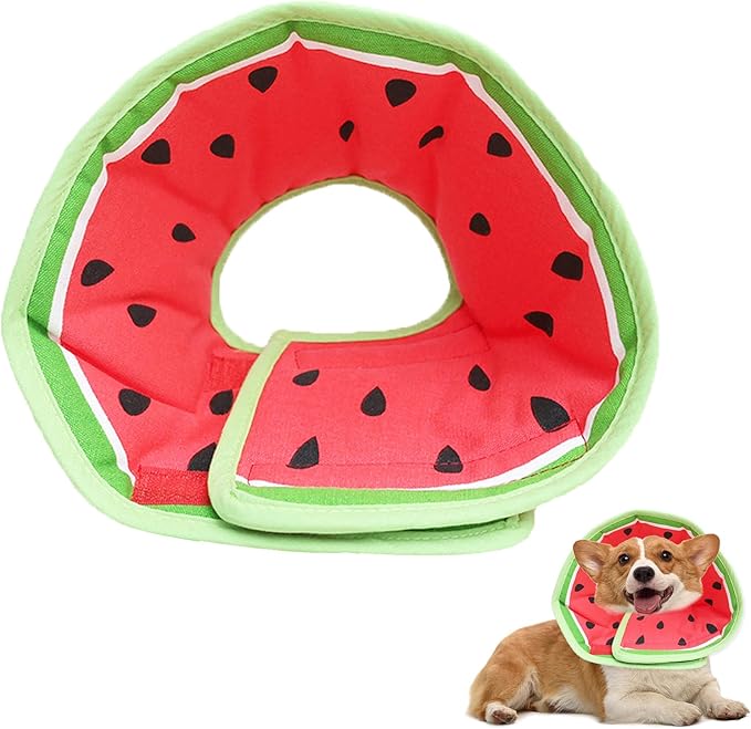 Soft Dog Cone Collar for Dogs After Surgery, Adjustable Dog Recovery Cone Collar for Medium Small Puppy Dogs and Cats to Stop Licking (Watermelon L)