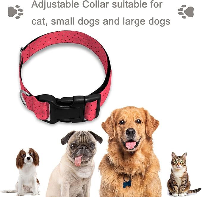 Red Watermelon Black Seeds Dog Collar Cat Big Neck Collars Soft for Small Extra Large Heavy Duty Pet Dogs