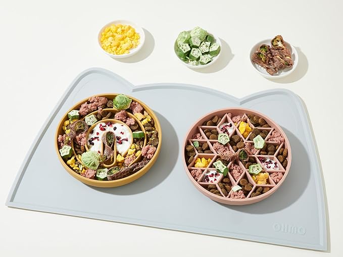 OHMO Slow Feeder Dog Bowls(Tree Life, Sage Green) Enrichment Soft Silicone Food Safe Feeding Bowl Non Slip Suction Cup for All Breed Pet, Cat Slow Down Eating Dishes, Boredom and Anxiety Reducer