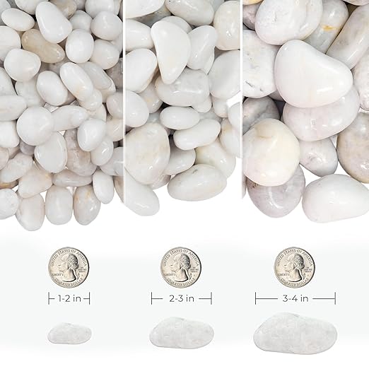 Natural Unpolished Bulk Pebbles 20lbs, 2-3 Inch White River Rocks, Hand-Picked Premium Stones for Landscaping and Garden Design Fish Tank, Flower Pots, Pathways and Backyard