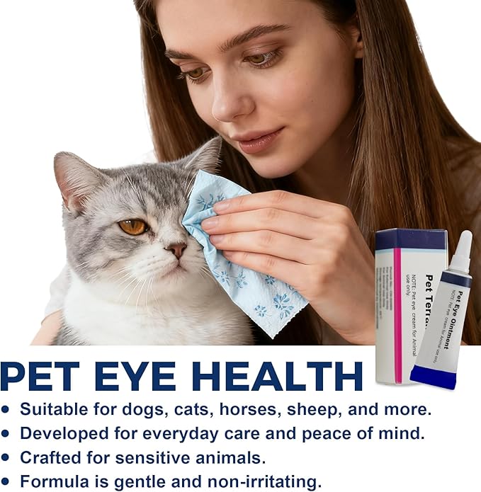 Pet Eye Cream, Health Premium Tube Eye Cream Suitable for Dog, Cat, Cattle, Horse, Sheep, Squirrel, Bird Fit for All Pets (3.5gr/1 Per Tube) 1 Pack