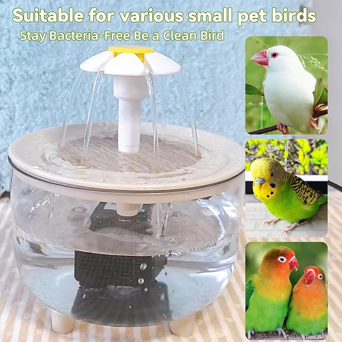 kathson Parrot Bathtub,Automatic Bird Bath Shower,Parakeet Bath Tub with Petal Circulating Filter Fountain,Birds Cage Bathing for Small Medium Parrots Lovebirds Conures Finches Cockatiels Budgie
