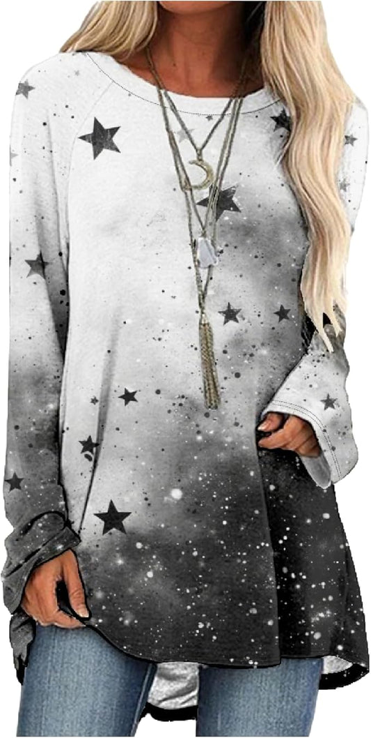 MARSVOVO Women Novelty Graphic Plus Size Sweater Crewneck Long Sleeve Cute Printed Loose Fit Casual Fall Sweaters Top