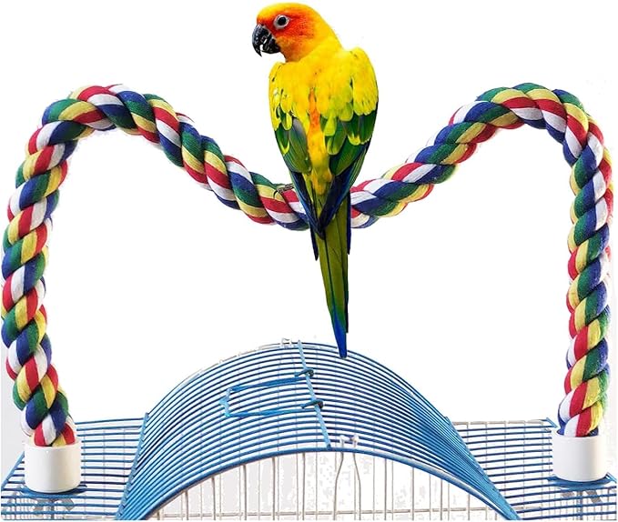 31.5-Inch × 0.8-Inch Diameter Nipple Style Bird Rope Perch, Bird cage Accessories, Rope perches for Conures,Parrots,Cockatiel,Lovebird,Budgerigar,Parakeet perches Birds Standing Pole