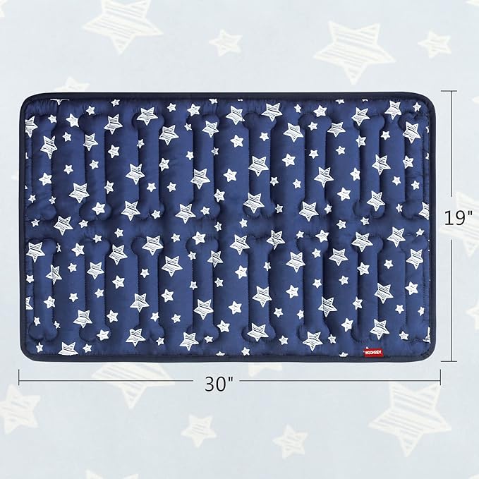 Dog Crate Mat (30" X 19"), Soft Dog Bed Mat with Cute Prints, Personalized Crate Pad, Anti-Slip Bottom, Machine Washable Kennel Pad, Navy