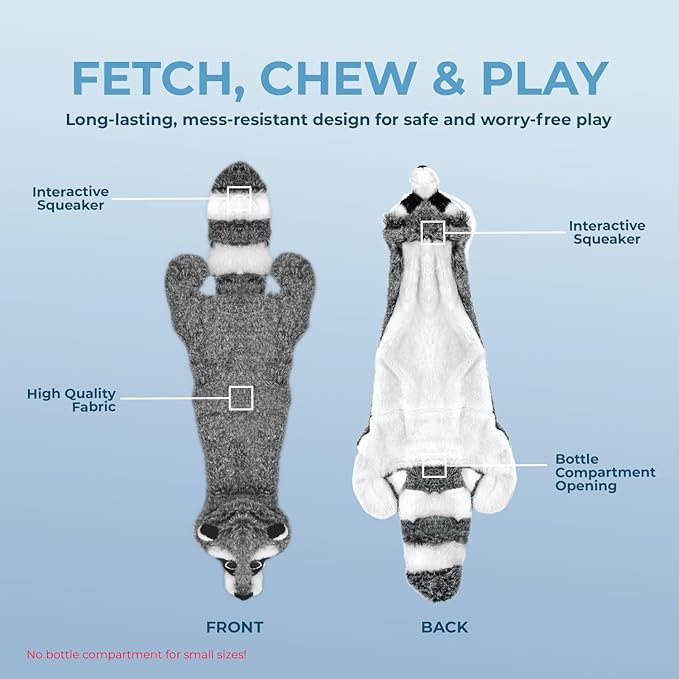 Best Pet Supplies Squeaky Dog Toys with Soft Durable Fabric for Small, Medium and Large Pets Interactive Toy for Indoor Play, Supports Active Biting and Play - Raccoon, Small