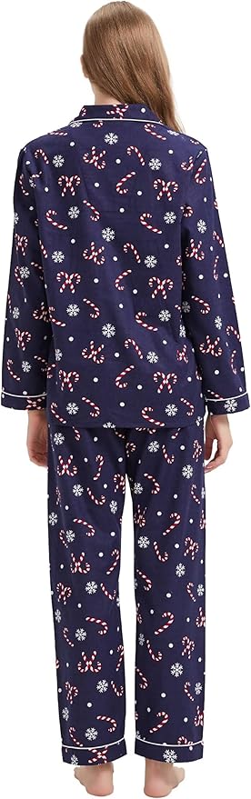 GLOBAL Flannel Pajamas for Women 2-Piece Comfy and Cozy Flannel Pj Set Cotton Loungwear
