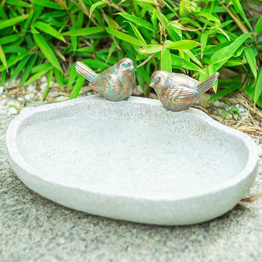 MUMTOP Bird Baths for Outdoors, Outdoor Garden Bird Bath Resin Birdbath Bowl with Vintage Bird Ornament for Outside Yard Table Decor
