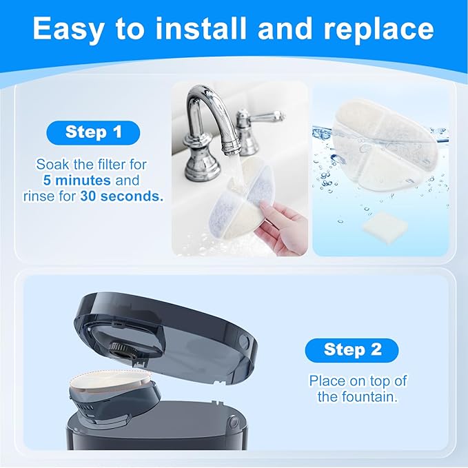 12 Pack Filter & 12 Pump Sponges Dog Water Bowl Filter Compatible with FEELNEEDY Dog Fountain 7L/1.8Gal(FN-W05), 12+12 Cat Drinking Fountain Filters Fit for Pet Automatic Water Dispenser