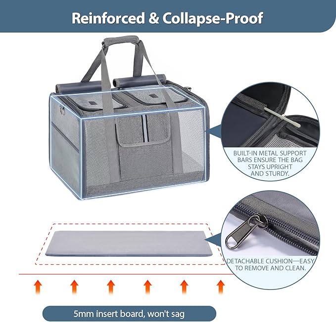 Cat Carrier for 2 Cats – Large Soft-Sided Pet Travel Carrier, Dual Compartments, Privacy Protection, Dog Carrier for Small/Medium Dogs, Home & Outdoor Use