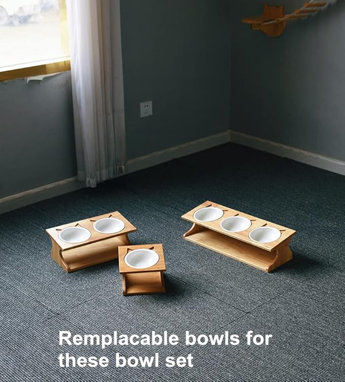 2Pcs Replaceable Bowls for Raised Cat Bowls Elevated Pet Bowls (Replaceable Bowl, Ceramics)