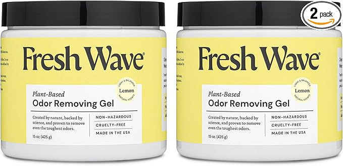 Fresh Wave Lemon Odor Removing Gel, 15 oz., Pack of 2 - Safer Odor Absorbers for Home, Natural Plant-Based Odor Eliminator, Every 15 oz. lasts 30-60 Days, For Cooking, Trash & Pets
