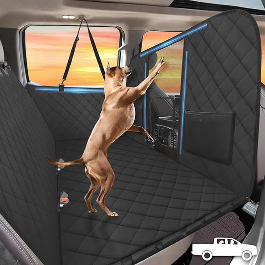High Barrier Truck Back Seat Extender for Dogs, Hard Bottom Truck Dog Seat Cover Back Seat Holds 420lbs, Waterproof Pet Dog Hammock for Crew Cab Trucks F150, RAM1500, Sierra, Tundra, Silverado