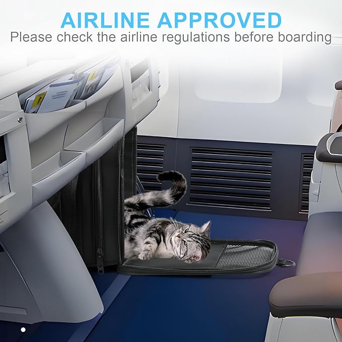 Pet Carrier Airline Approved, Expandable Pet Cat Carriers with Wheels for Dogs, Airline Approved Cat Dog Carrier, TSA Approved Pet Carrier In Cabin, Pet Dog Cat Carrier Soft,Cat Travel Carriers(Black)
