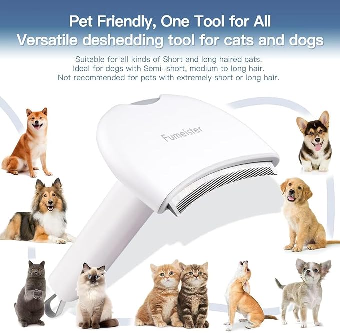 Pet Undercoat Deshedding Tool for Dogs - Wide Curved Undercoat Brush for Effortless Pet Deshedding, Loose Hair Remover for Dogs & Cats (White)