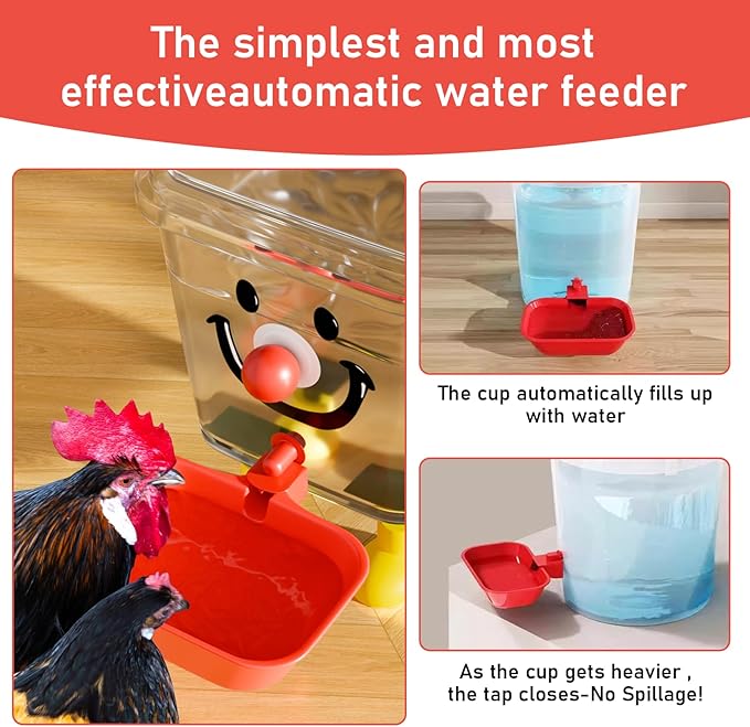 XL Chicken Waterer Cups – 4 Pack Large Automatic Chicken Water Cups for Chicken Coop & Chicken Coop Accessories, Ducks, Geese & Turkeys