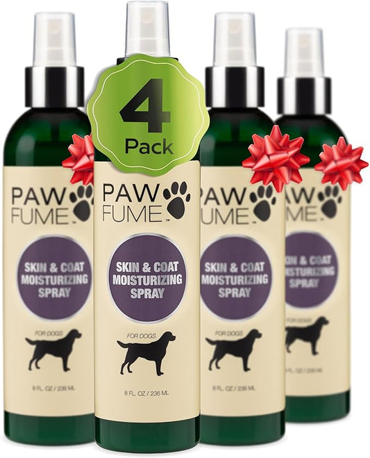 PAWFUME Skin & Coat Detangler Spray for Dogs, 4-Pack – Soothe Dry, Itchy Coats Quickly – Non-Toxic Chamomile & Oat Formula, Essential Fatty Acids & Vet-Certified – Dog Detangler Spray Dematting Care