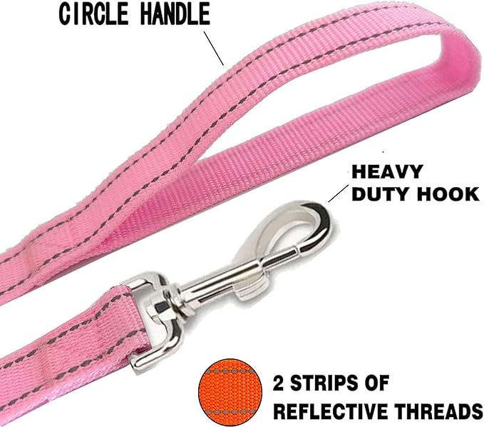 Reflective Dog Leash 7Ft /8 Feet Long, 1 Inch Wide, for Small and Medium Dogs