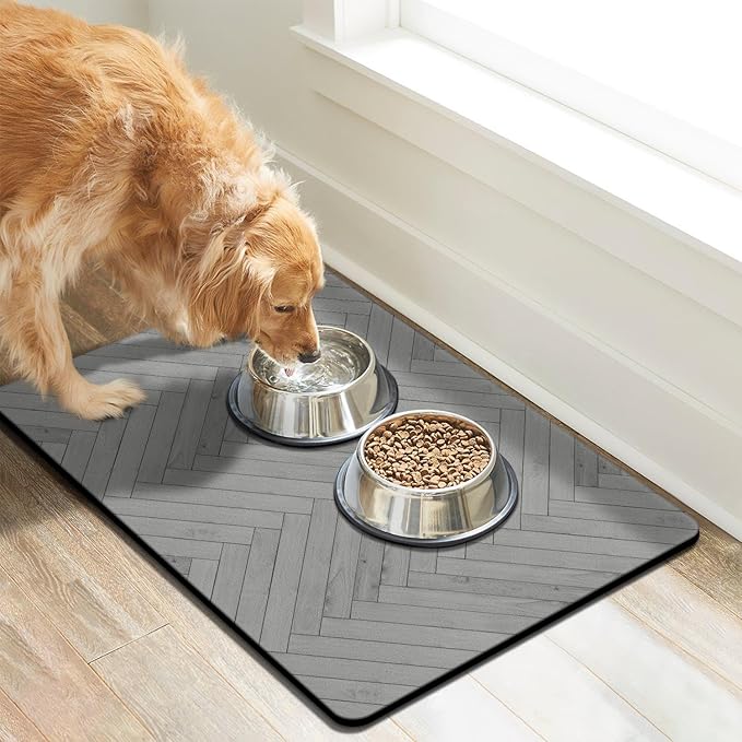 Dog Food Mats for Floors Absorbent, Pet Cat Food Mat - Quick Dry Dog Bowl Mats for Food and Water, Eco-Friendly Boho Pet Supplies