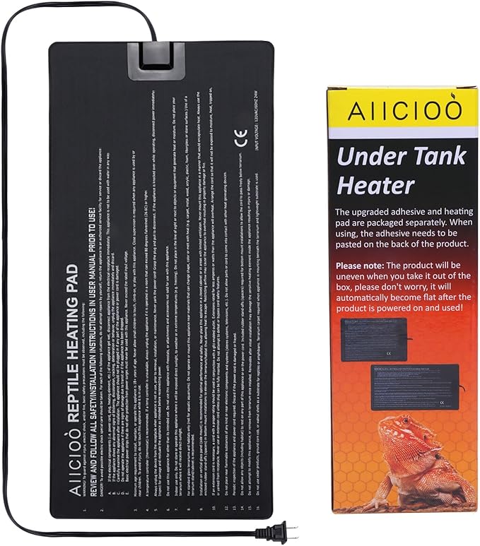 Aiicioo Reptile Heating Pad - Hermit Crab Heater Heat Mat for Reptiles Snake Lizard 24 Watt