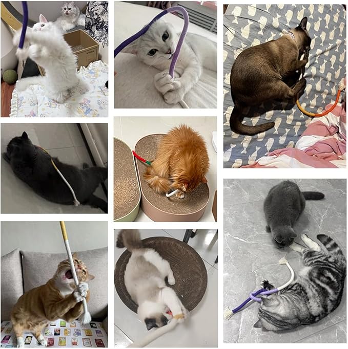 PAZ'S GIFT Cat Chew Toys - Kick & Rope Toys for Indoor Cat Interaction & Teething - 3 Pack