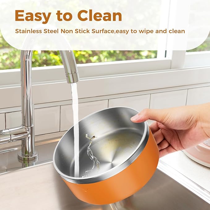 LIHONG Stainless Steel Dog Bowls for Small Meidum Sized Dogs,Dog Food Water Bowls No Slip,Dishwasher Safe(40oz,Orange)