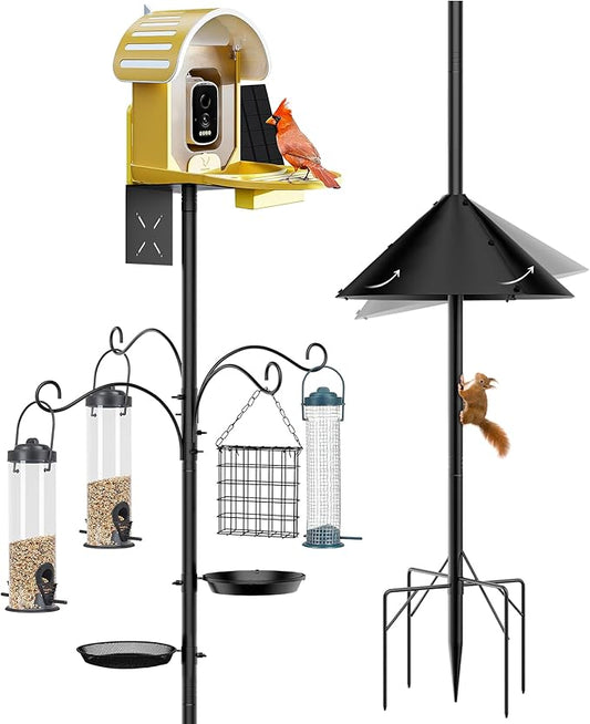 Bird Feeder Pole Squirrel Proof, 92 Inch Heavy Duty Bird Feeder Pole for Outdoor Feeding Station with Stable Base (House Not Included)