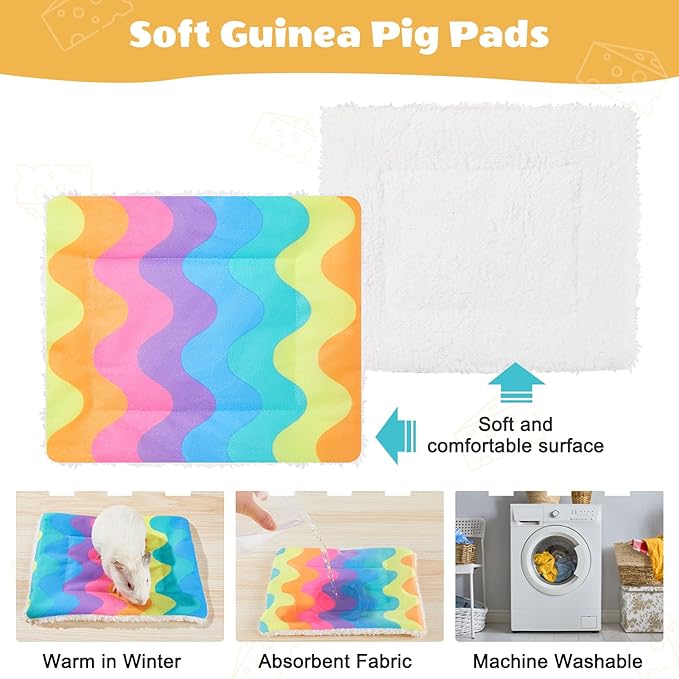 Guinea Pig Hideout, Guinea Pigs House with Stairs and Mats Extra Large Guinea Piggy Castle Detachable Hideouts for Small Animals Wooden Guinea Pig Habitats with Multiple Doors and Windows