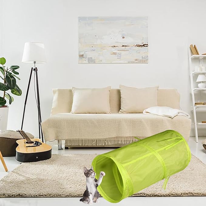 iCAGY Cat Tunnel for Indoor Cats Interactive, Rabbit Tunnel Toys, Pet Toys Play Tunnels for Cats Kittens Rabbits Puppies Crinkle Pop Up Light Green 20"