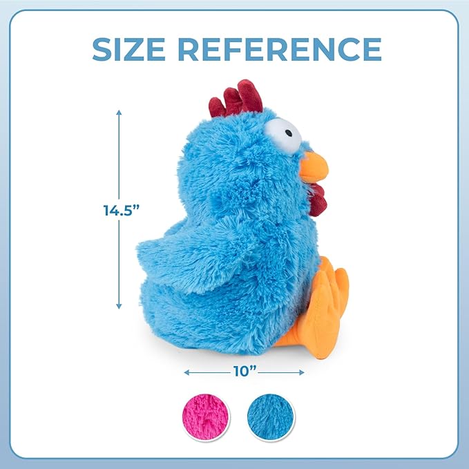 Best Pet Supplies Squeaky Dog Toys with Soft Durable Fabric for Small, Medium and Large Pets Interactive Toy for Indoor Play, Supports Active Biting and Play - Mrs. Cluck (Blue)
