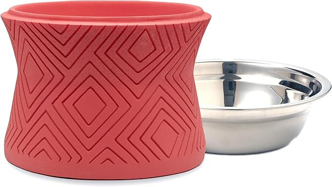Pet Junkie Santa Fe Single Elevated Pet Bowl Stand with Removable Stainless Steel 16oz Inner Bowl for Small Dog Breed or Cat - Raised Dog Food or Water Station (Small, Coral Pink)