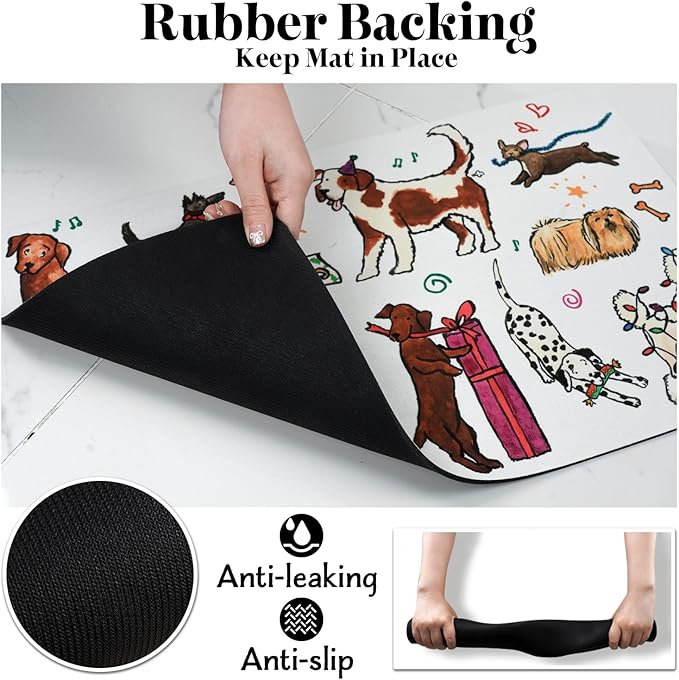 Dog Cat Food Mats for Floors, Absorbent Dog Bowl Mats for Food and Water, Quick Dry Pet Dog Food Mat Non-Slip Pet Supplies