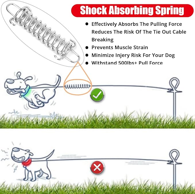 Jenico 100 FT Dog Runner Cable with Swivel Hook, Outdoor Training Line for Small to Medium Pets Up to 500 LBS