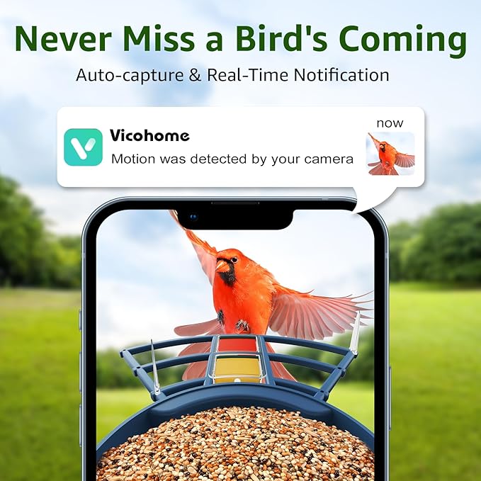 PeckCam® Smart Bird Feeder with Camera 2K HD Auto Detect & Notify, AI Identify 10000+ Birds Camera with Solar Panel 5 Perch Attachments Wireless Outdoor Birdwatching Gift for Birds Lover, Blue