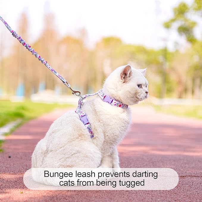 BEAUTYZOO Cat Harness and Leash Set Escape Proof for Walking, Kitten Soft Adjustable Vest Harnesses for Small Medium Large Cats, Easy Control Breathable Plaid Ribbon Nylon for Outdoor Indoor Use