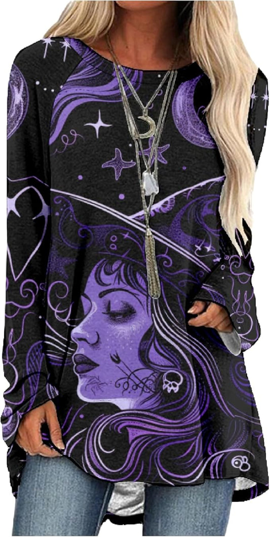 MARSVOVO Women Novelty Graphic Plus Size Sweater Crewneck Long Sleeve Cute Printed Loose Fit Casual Fall Sweaters Top