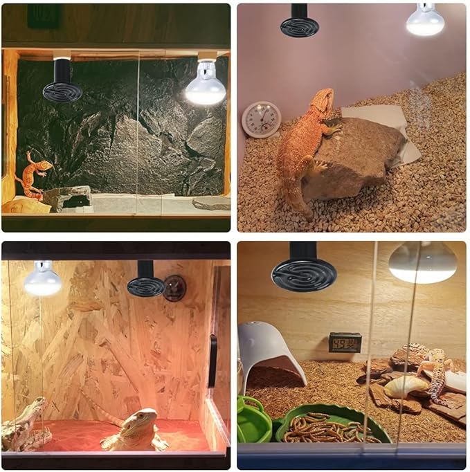 LUCKY HERP 50W Ceramic Heat Emitter, Reptile Heat Bulbs, Ceramic Heat Lamp for Reptiles, Amphibian, Chicken, Dog, Cat (2-Pack)