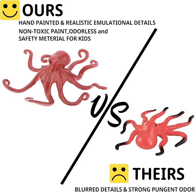 TOYMANY 24pcs Mini Ocean Animal Figurines: Realistic Cake Toppers with Sharks, Whales & Octopus - Great for Kids' Parties, Gifts & School Projects