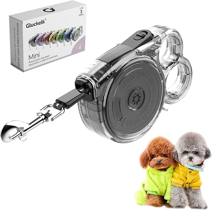 10ft Retractable Dog Leash for Small Dogs, Puppies, and Cats, 360° Tangle-Free, One-Handed Brake, Applicable to Pets of Small Size