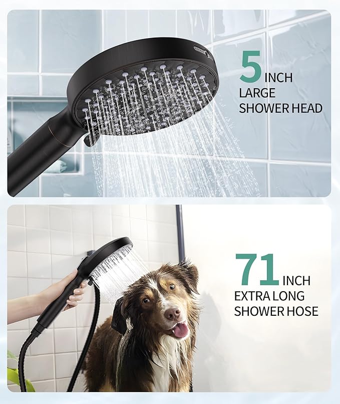 Filtered Shower Head with Handheld, High Pressure 9 Spray Mode ORB Showerhead with 4 Filters, Detachable Shower Head, Water Softener Filters Beads for Hard Water - Remove Chlorine