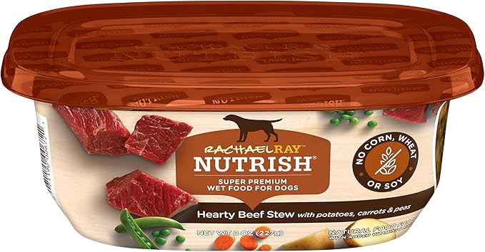 Rachael Ray Nutrish Wet Dog Food Hearty Beef Stew, 8 oz. Tub, 8 Count
