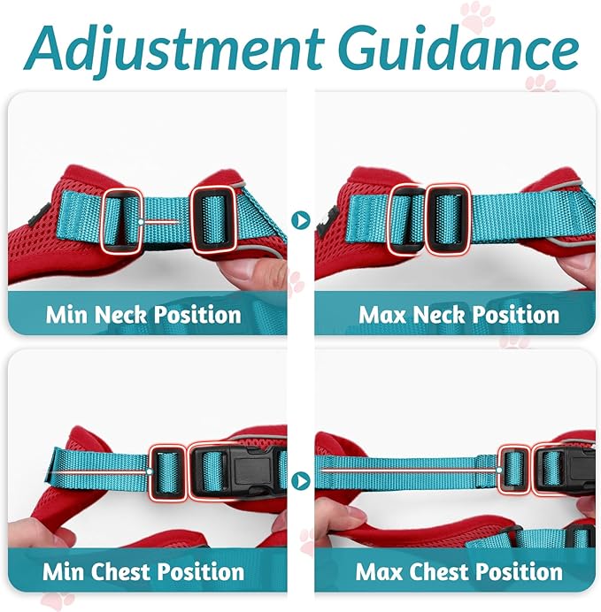 rabbitgoo Cat Harness and Leash for Walking, Escape Proof Soft Adjustable Vest Harnesses for Cats, Easy Control Breathable Reflective Strips Jacket, Red & Teal, XXS