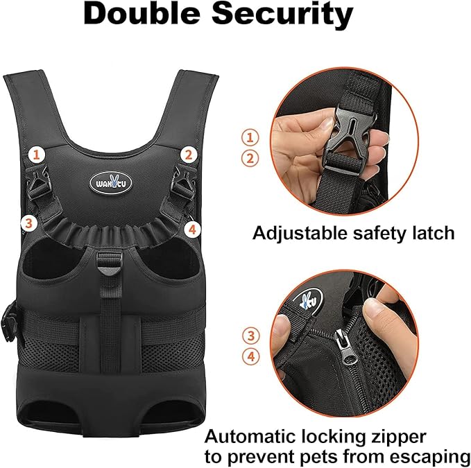 Dog Front Carrier Backpacks for Small Dogs, Legs Out Pet Carrier Sling Backpack with Adjustable Padded Ventilated Shoulder Straps, Easy-Fit for Traveling Hiking Camping,Large