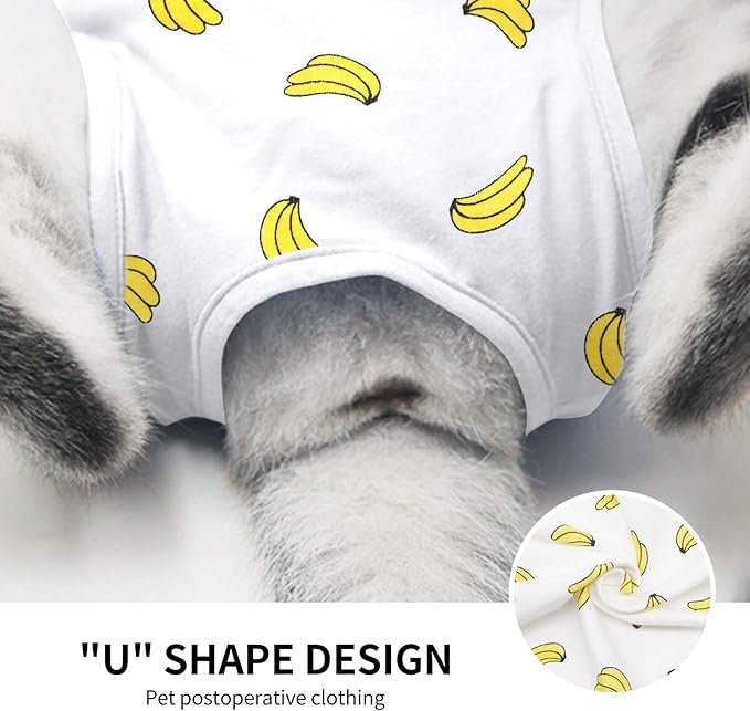 Cat Professional Surgical Recovery Suit,E-Collar Alternative for Cats Dogs,After Surgery Wear, Pajama Suit,Home Indoor Pets Clothing Banana M
