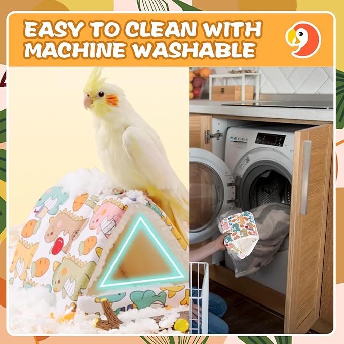 SUSOO Plush Warm Bird Nest House - Hanging Snuggle Bed Velvet Shed Hut Cage Fluffy Hideaway Winter Sleeping Hammock for Parrot Parakeet Conure Cockatiel Budgies Lovebird (White, L)